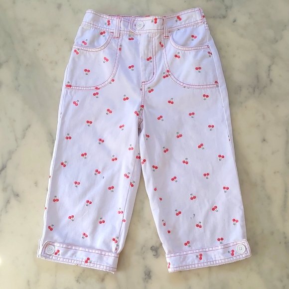High Sierra 100% Cotton Pant with Embroidered Pink Cherries & Two Front Pockets - Picture 3 of 5